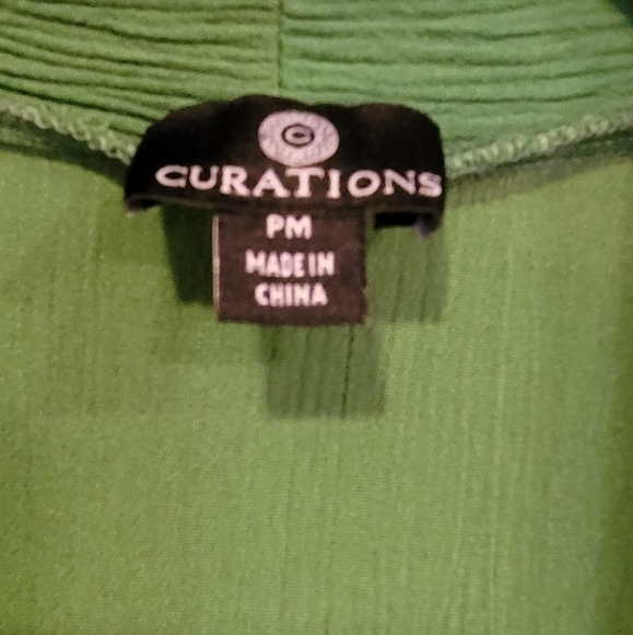 Curations drawstring green with white embroidered trim duster with side slits - Picture 5 of 5